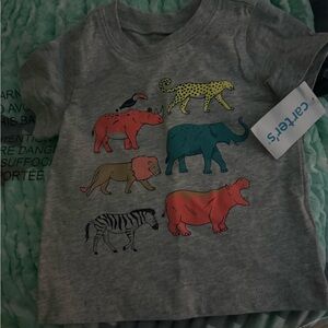 Carter's Gray T-Shirt with Colorful Animal Design